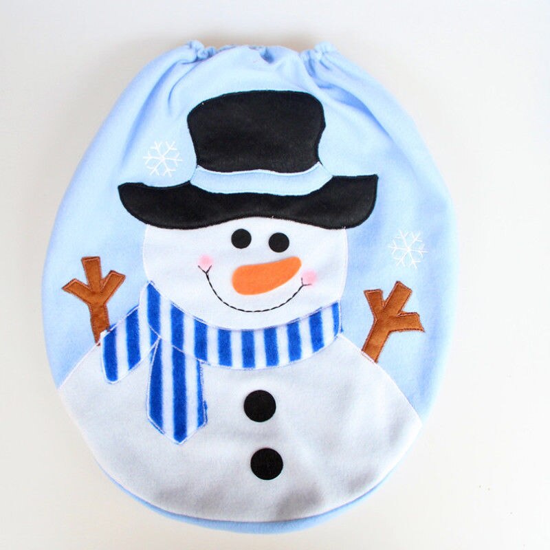 , felpudo navideño, asiento de inodoro de muñeco de nieve, alfombra, juego de baño, decoración navideña para el baño, Feliz Año