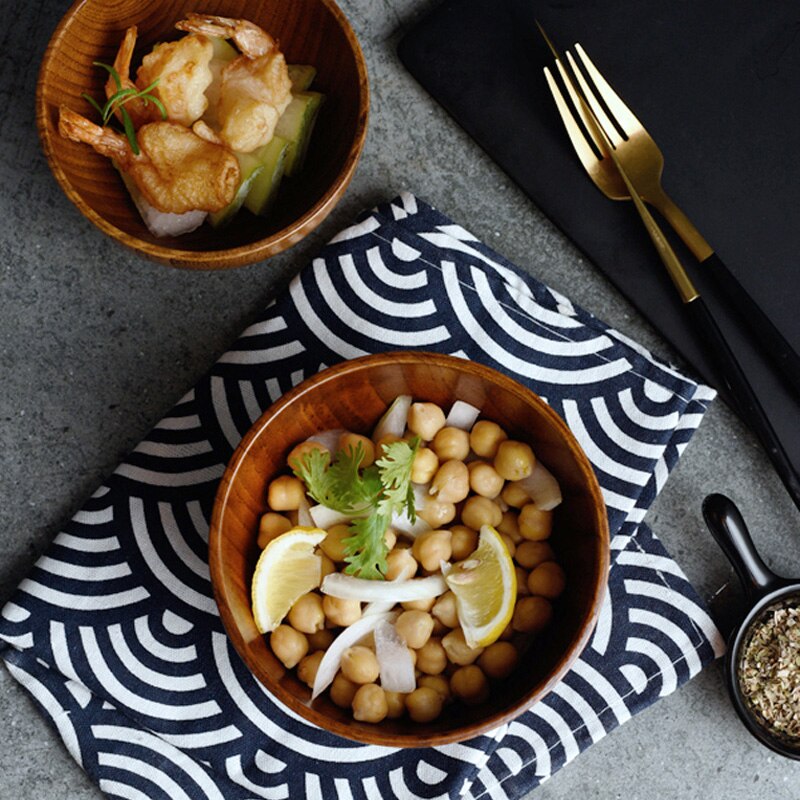 Cuenco de madera japonés para sopa, cuencos grandes de arroz, utensilios de madera, vajilla de cocina, cuenco de servicio para comedor, cuenco de madera para ensalada de frutas y comida, 2/4 Uds.