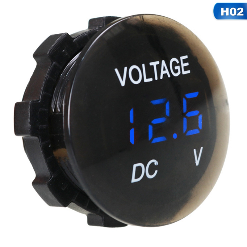 Medidor de voltaje de la motocicleta del coche con el Interruptor táctil impermeable redondo Auto medidor de voltaje del barco 12-24V LED voltímetro Digital del Panel: H02