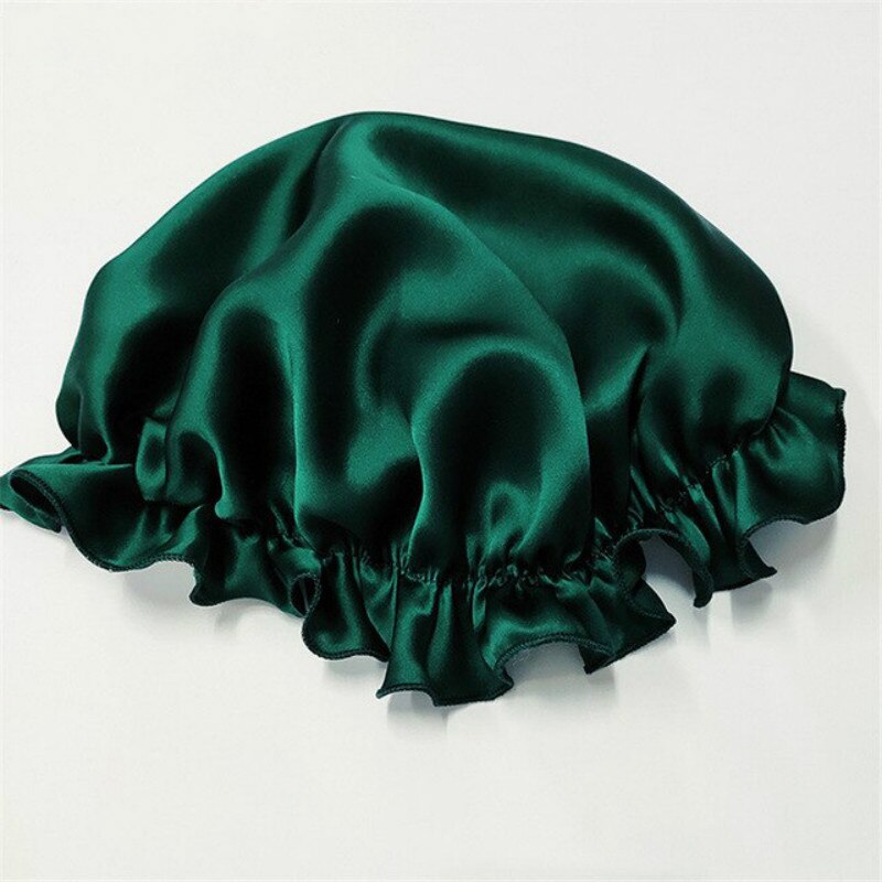 Zijde Slapen Cap Slaap Night Cap Natuurlijke 19 Momme Head Cover Bonnet Voor Krullend Haar One Size Wit Koffie: Peacock blue