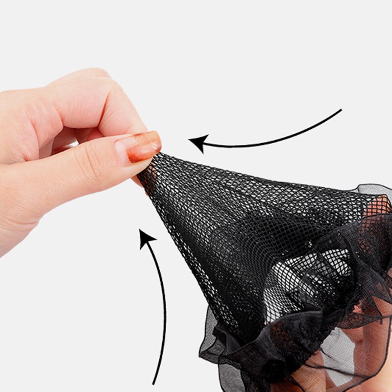 Cuerda para el pelo para mujer, red elástica para el pelo, Kit de peluquería negro, malla pequeña Invisible para moño de pelo, Donut para enfermera, estilo de cabello