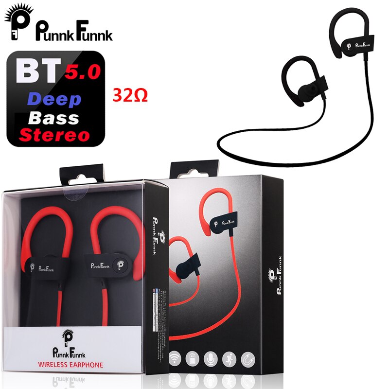 Sport Draadloze Hoofdtelefoon Bluetooth Koptelefoon 5.0 Ruisonderdrukking Deep Bass Stereo Hifi Oordopjes W/Mic Audifonos Bluetooth: Black-Original Pack