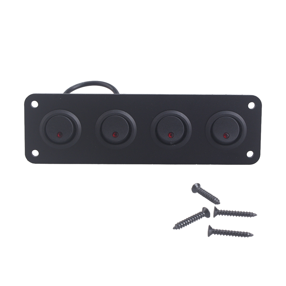 Panel de interruptor de palanca Universal de 12V, 1-5 entradas, USB, para coche, barco, camión, RV marino, accesorios de estilo LED azul, interruptor basculante marino: Gris oscuro