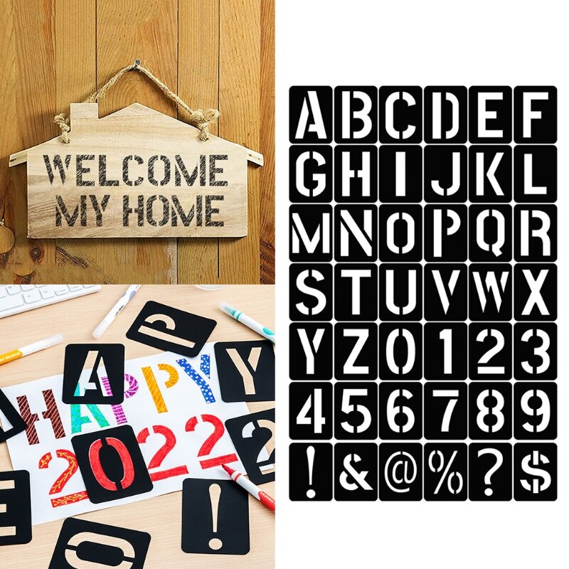 42Pcs Alphabet Letter Stencils Plastic Alphabet Number Drawing Template Reusable