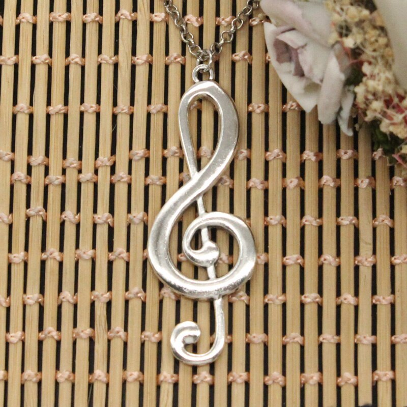 Pendentif pour Note de musique, nouvelle , chaîne ronde croisée courte et longue, collier couleur argent pour bricolage, bijoux: 70cm / round chain
