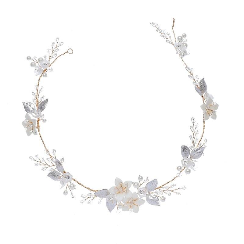Delicate Bloemen Bruiloft Bruids Hoofdband Haar Wijnstok Bladgoud Hoofddeksel Hand Wired Vrouwen Haar Tiara Accessoires: headband
