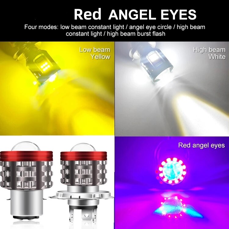 Universal h4 led motorrad scheinwerfer ba20d h6 engel auge motor led lampe motorrad scheinwerfer weiß gelb fernlicht 12-80v: Ice Blue / BA20D