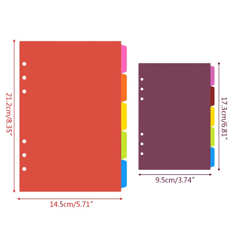 1Set A5 A6 Loose Leaf Spiral Binder Index Separator PP Colorful 6 Hole Page Dividers for Diary Book Students Stationery