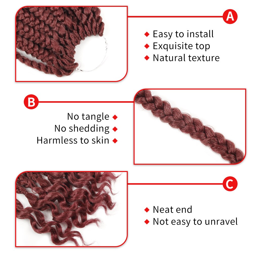 Crochet Hair Box Braids Curly Ends Synthetic Ombre Hair 15 Strands 12 Inch Braiding Hair Extensions For Black Women