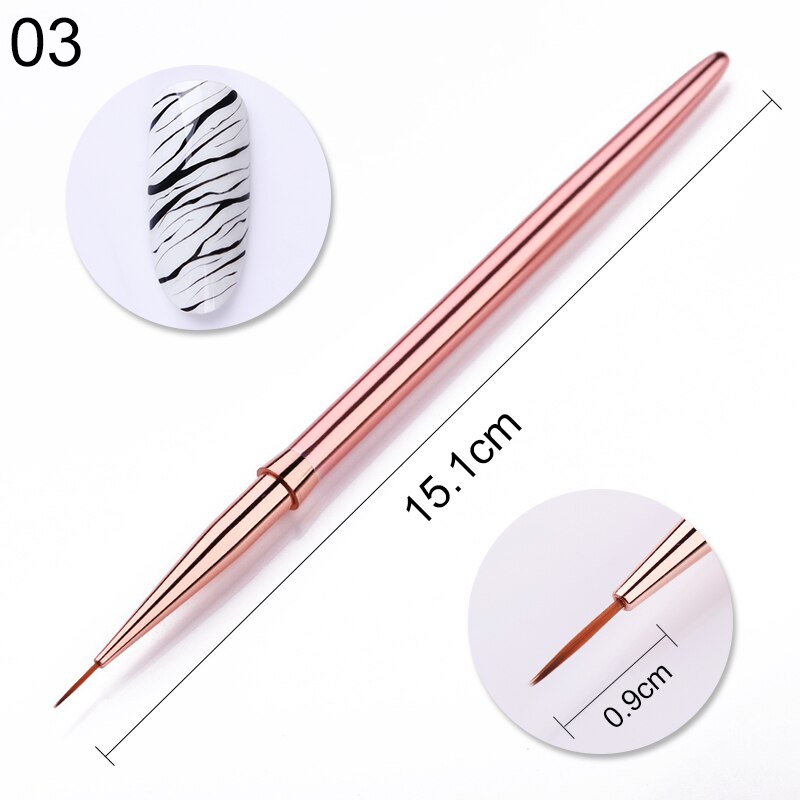 1 stk uv gel liner negle børste rosa guld farve maleri tegne pen pensel bærbart pen håndtag nail art værktøj gør det selv: 3