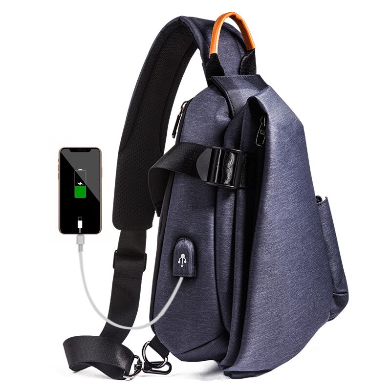 Multifunctionele crossbody tassen unisex usb oplaadbaar borsttasje korte reis messengers borsttas waterafstotende schoudertas: Blauw