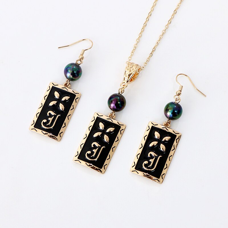 Say Hello Polynesian Hawaiian Samoa Marshall Style Glass Bead Pearl Mauna Kea Tribal Necklace Earrings Jewelry Set GJZ376: Default Title