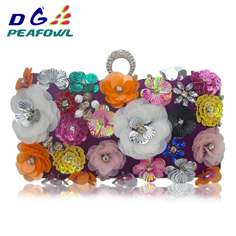 Party Multicolor Bloemen Vrouwen Avondtasje Portemonnees Bruid Bruiloft Ring Crossbody Harde Doos Handtas Keten Schoudertas Vrouwelijke Clutch Bags