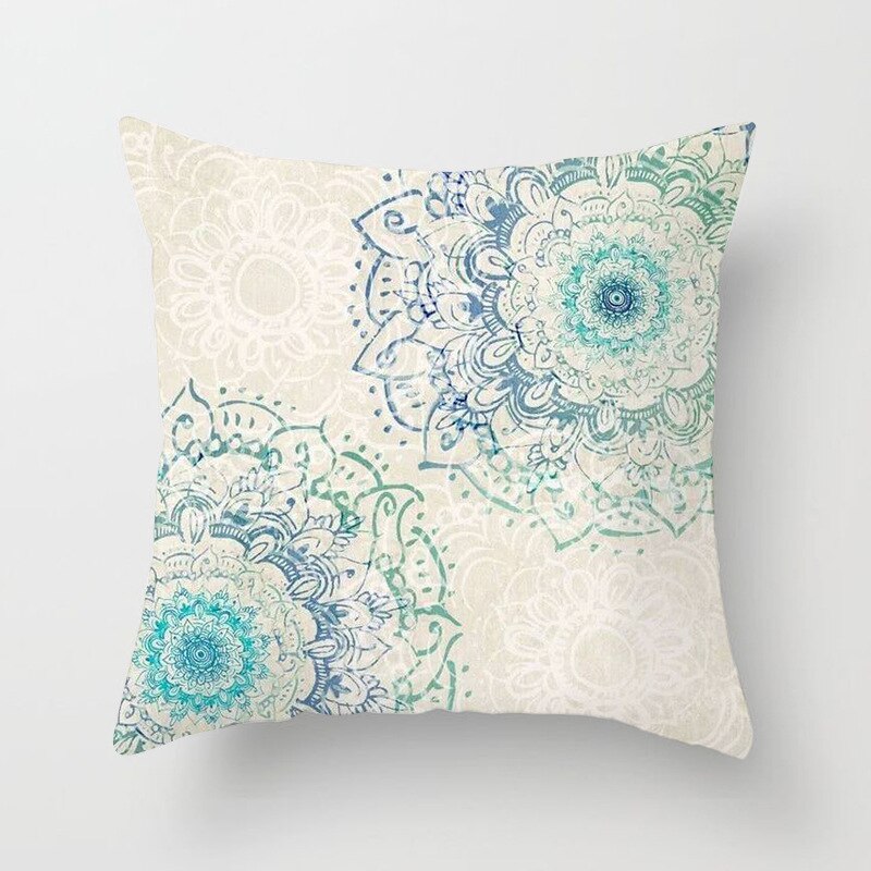 Housse de coussin carrée en velours avec imprimé Mandala, décoration de la maison, style nordique rétro, peau de pêche, taie d'oreiller: Gris foncé