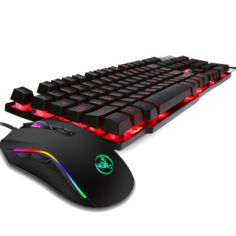 PC Gaming Keyboard Mouse Headset Combo Gamer Kit Mac Mini Mechanical Noiseless Luminous LED Backlit RGB Russian Spanish Keyboard