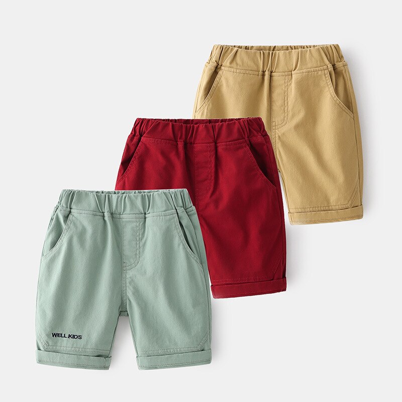 Short d'été en coton pour garçon, pantalon à la , taille élastique, longueur aux genoux, vêtements pour enfants