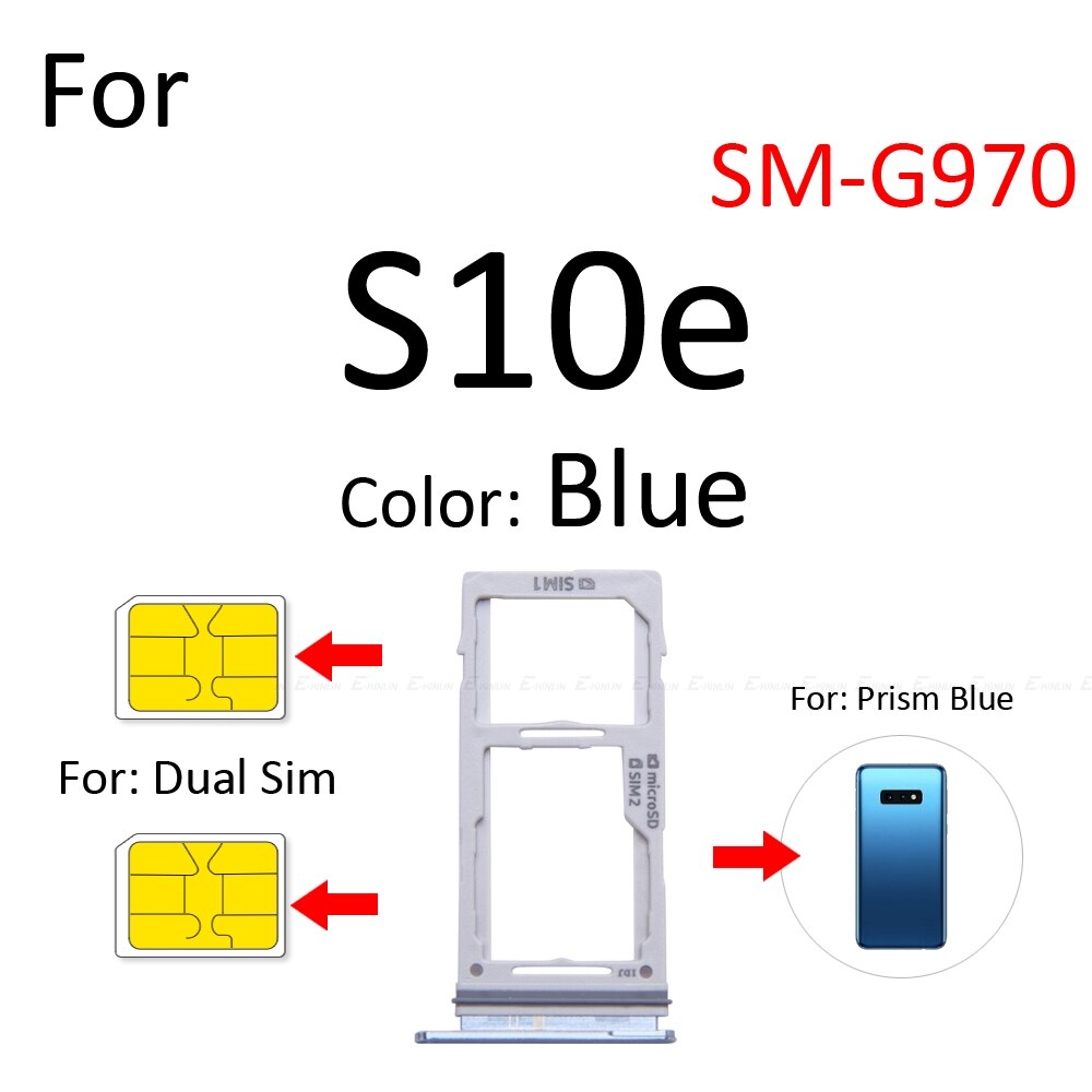 Sim Card Socket Slot Lade Reader Holder Connector Micro Sd Adapter Container Voor Samsung Galaxy S10e G970 Vervangende Onderdelen: S10e Dual Blue