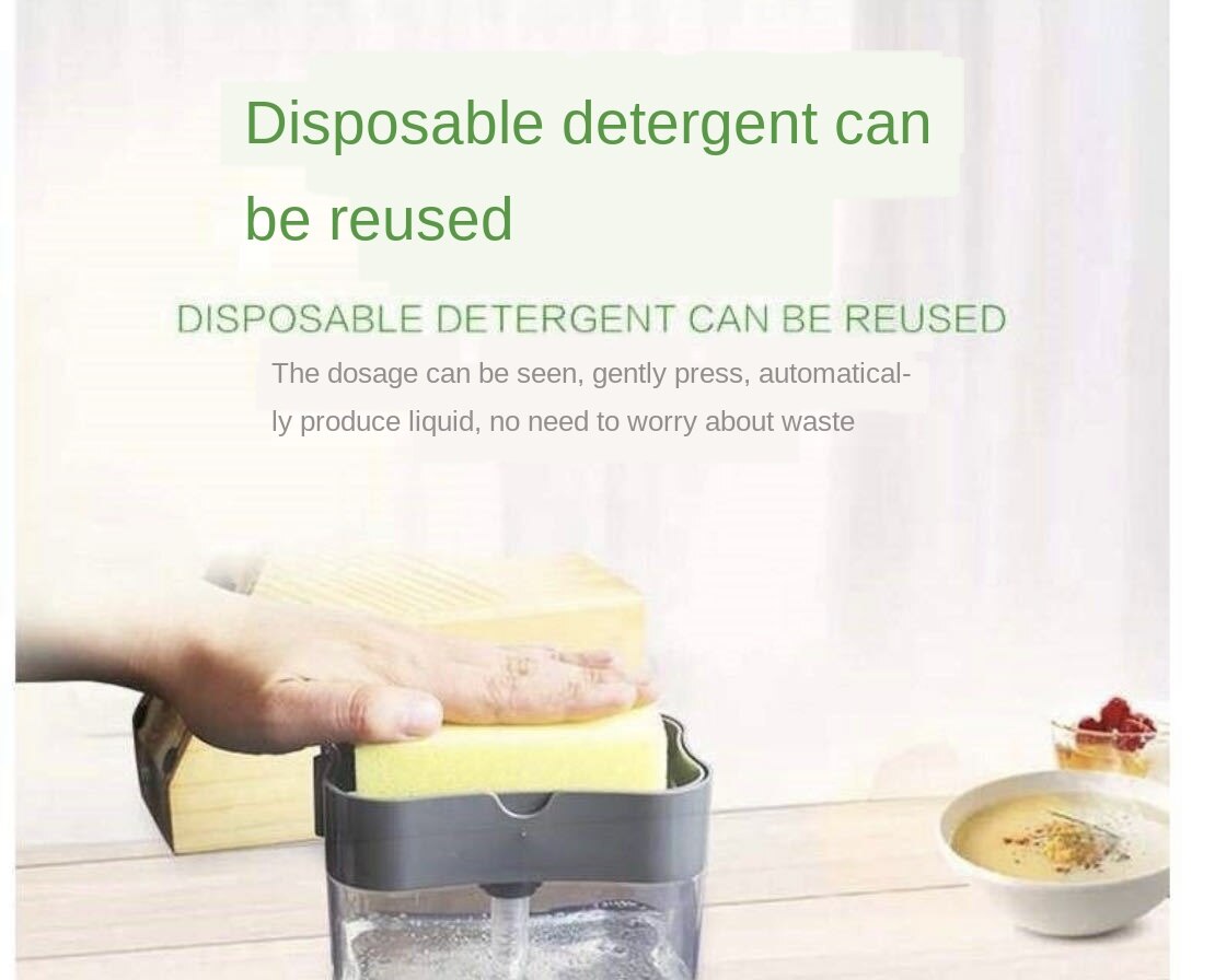 Kitchen Brush Dishwashing Liquid Dosing Device Press Type Automatic Dispenser Box Dishwashing Brush Soap Liquid Box