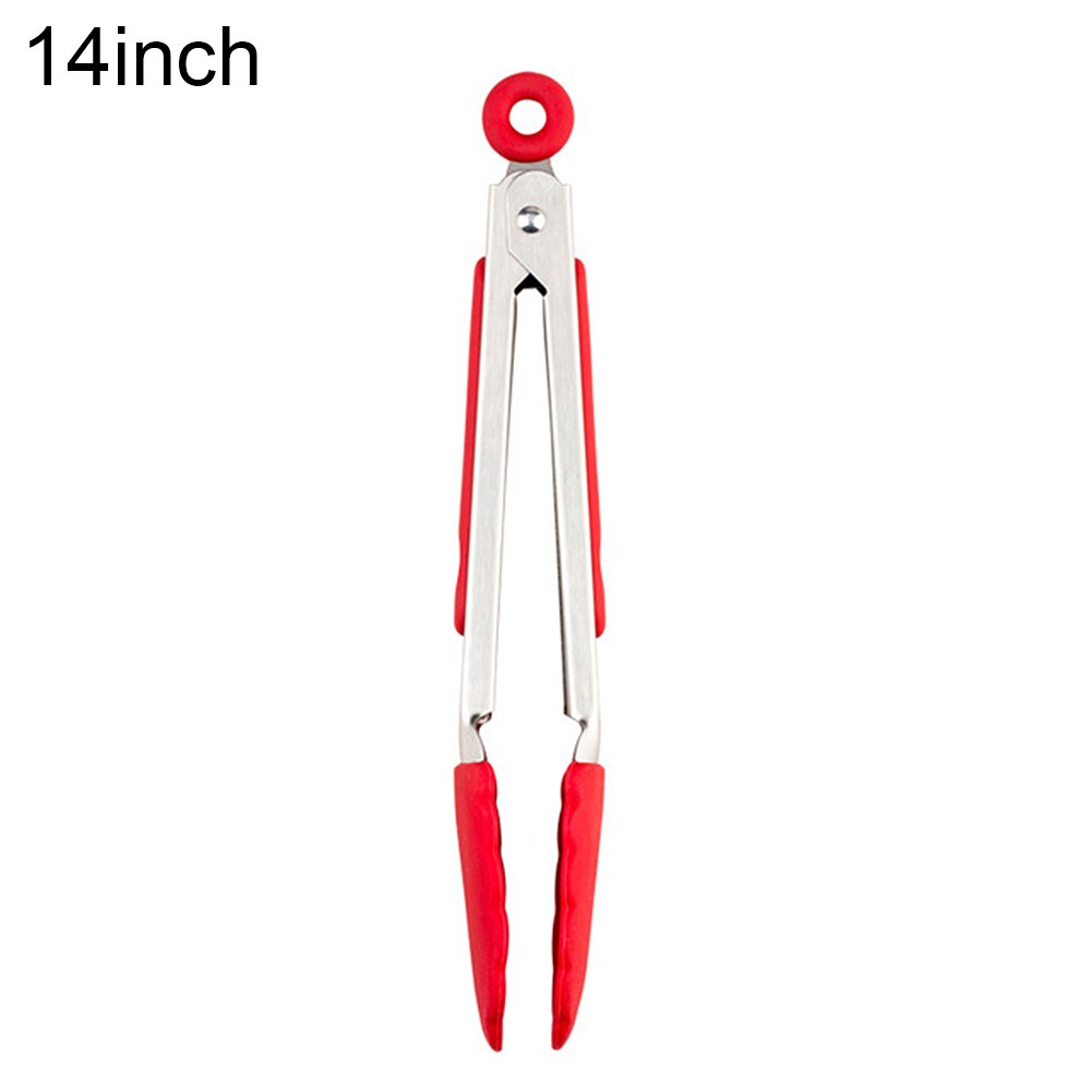 Silicone BBQ Grilling Tong Barbecue Clip Salad Bread Serving Tong Non-Stick Barbecue Grilling Cooking Tong with Joint Lock Food: Red XL