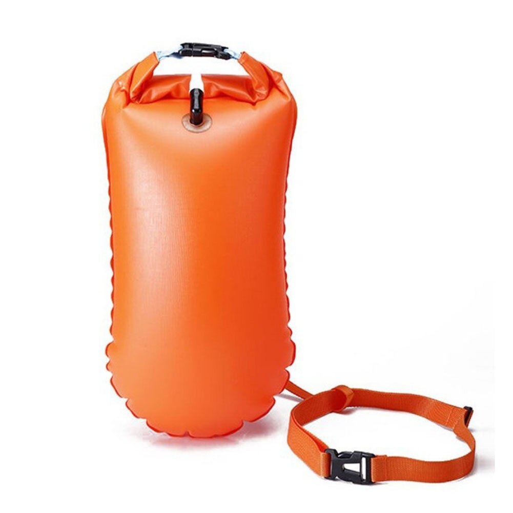 Oppustelig flotation opbevaring livreddende lomme tør vandtæt taske svømning livreddende sæt flydende gearsæk udendørs: Orange