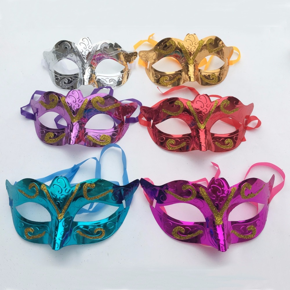 12 pcs/lot, Gold shining plated party mask wedding props masquerade mardi gras mask mascaras venecianas para fiestas fx196