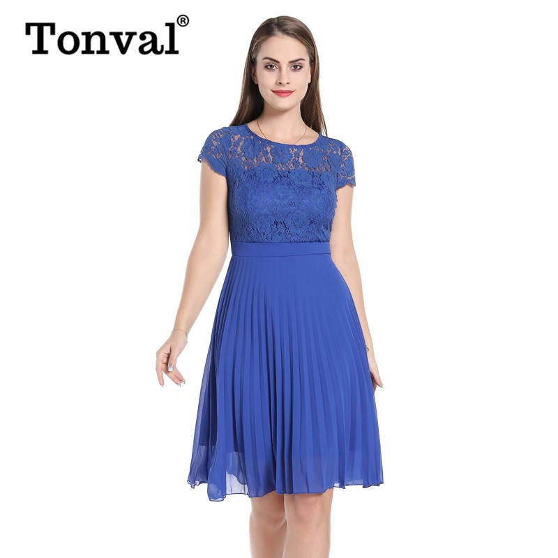 Yellow Blue Frill Lace Work Dress