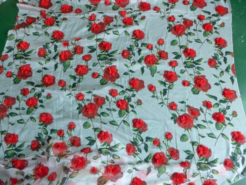 3D flores tela tul encaje rojo 3D gasa tela roseta impresión boda Vestido de novia vestido de encaje tela por yarda