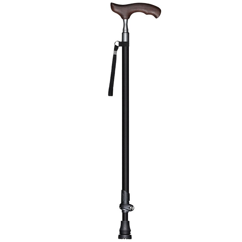 Bastón de mano ergonómico con agarre en T, bastón ultraligero de fibra de carbono para senderismo, bastones para ancianos: pure black