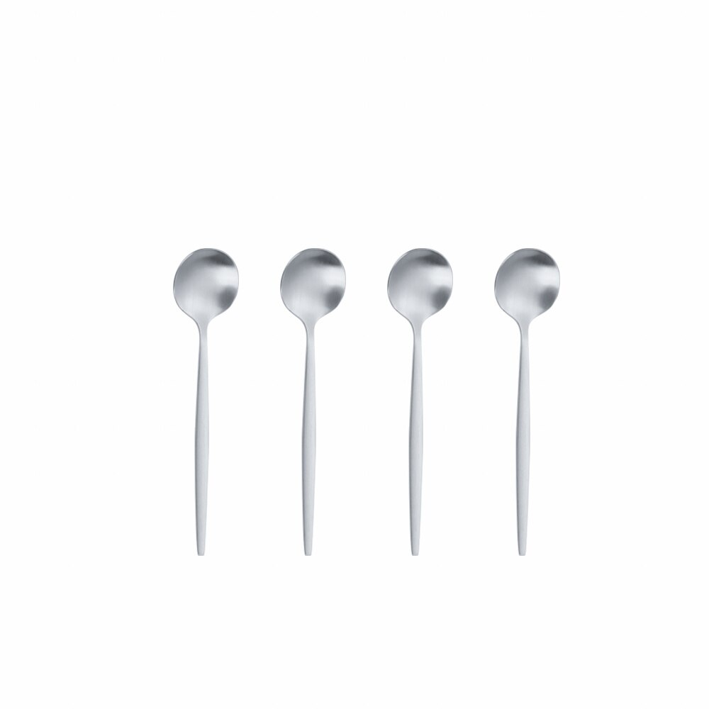 4 Pcs Coffee Spoons 304 Stainless Steel Matte Ice Cream Honey Spoons Flatware Coffee Drinking Tools Kitchen Gadget Teaspoons Set: silver