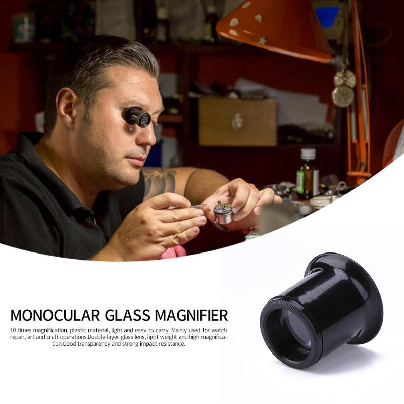 10X Plastic Monocular Glass Magnifier Watch Jewelry Repair Tools Loupe Lens Magnifying Glass