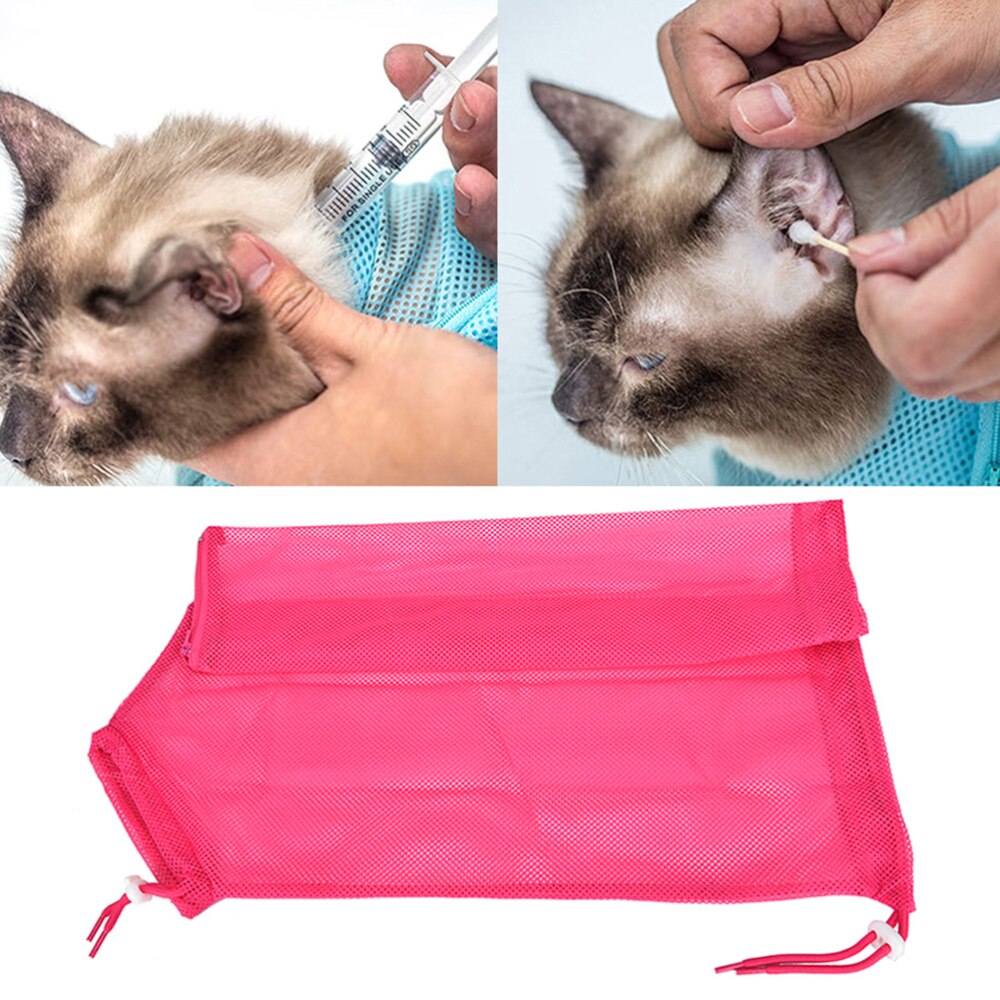 1Pc Multi-Functionele Grooming Tas Terughoudendheid Bag Wassen Douche Bag Nail Trimmen Pouch Voeden Tas Voor Pet Cat(Rosy)