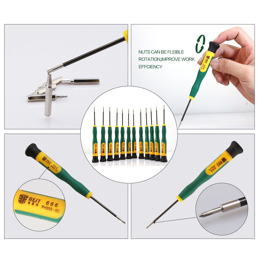 BST-666 Precisie 12 In 1 Precisie Schroevendraaier Set Phillips Torx Schroef Drivers, Mobiele Telefoon Ipad Camera Iphone Reparatie Tool