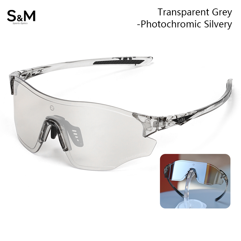 S&M Photochromic Glasses Marathon Sports Change Windproof Glasses Cycling Sunglasses Women's Bicycle Glasses UV400 Goggles: PURPLE