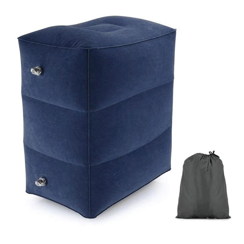PVC Kids Flight Sleeping Footrest Pillow Resting Pillow On Airplane Car Bus Pillow Inflatable Travel Foot rest Pillow Foot Pad: Navy Blue