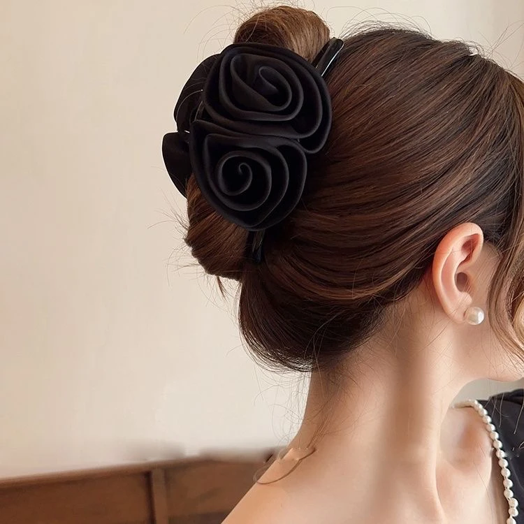 Pinzas en forma de garra para el pelo de rosa francesa, horquilla con temperamento, tocado de princesa para mujer, Clip de agarre a la , accesorios para cabello femenino