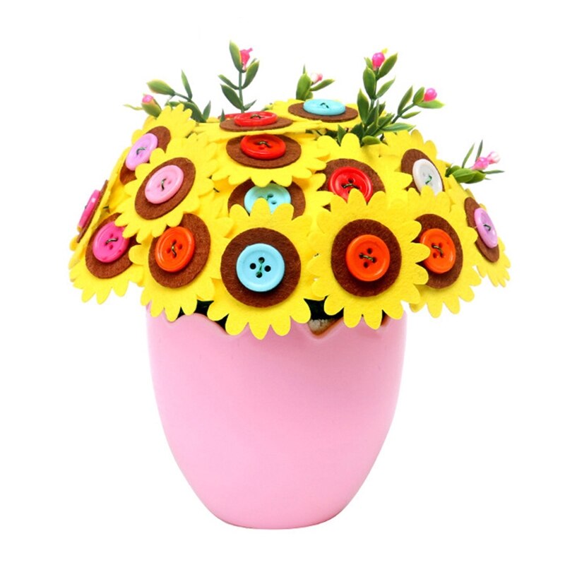 DIY Button Bouquet Crafting Material Flower Making Kits for Toddler Kids 4 5 6 7 All in One Craft Supply Classroom Props