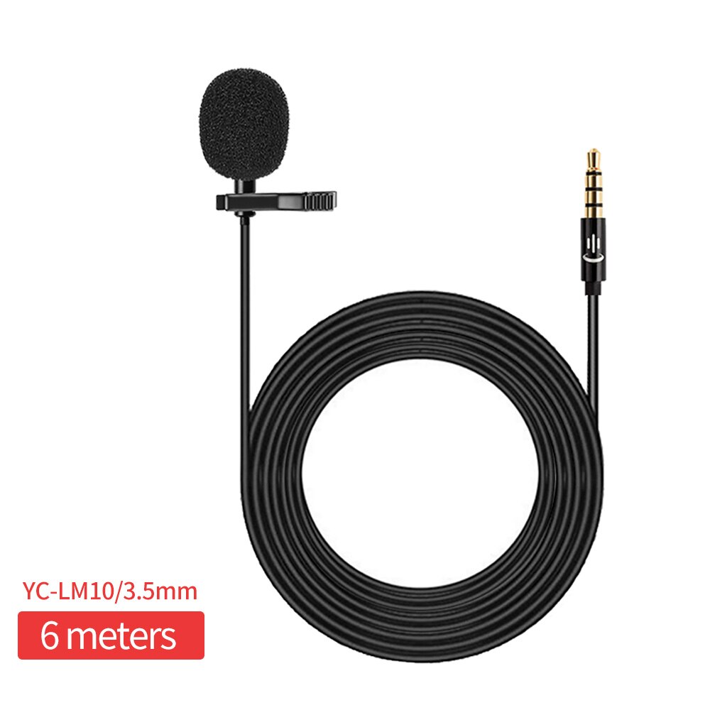 YICHUANG 3.5mm plug Microphone lavalier microfono YC-LM10 for recording Android Vlog Mic DSLR Camcorder Recorder: LM10 3.5mm 6M