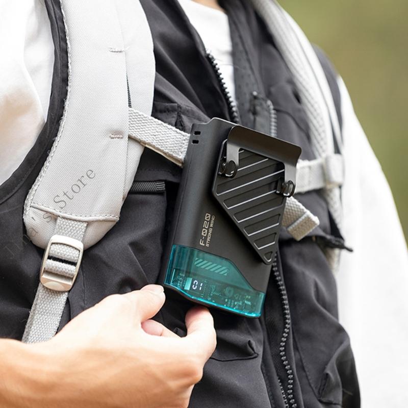 Bärbar bältesfläkt bärbar klämmfläkt 4000 mah resefläkt abs textur midjefläkt