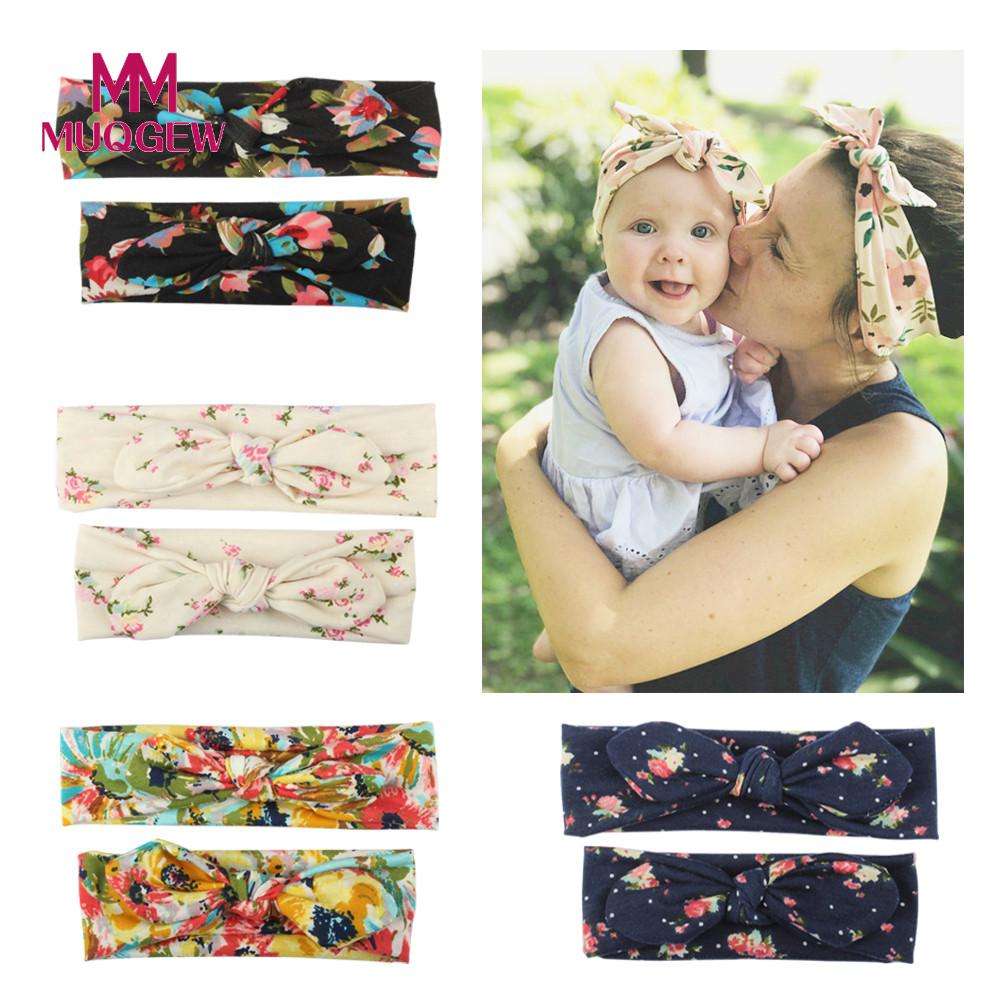 Konijn Oor Afdrukken Haar Riem ouder-kind Baby Kids Konijn Boog Oor Haarband Pasgeboren Peuter Hoofdband Tulband Knoop Hoofd wraps