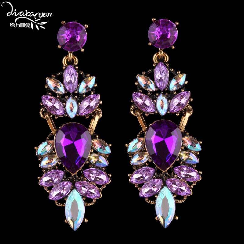 Dvacaman Brand Rhinestone Crystal Earrings Women Handmade Flower Wedding Earrings Nigerian Party Jewelry O72