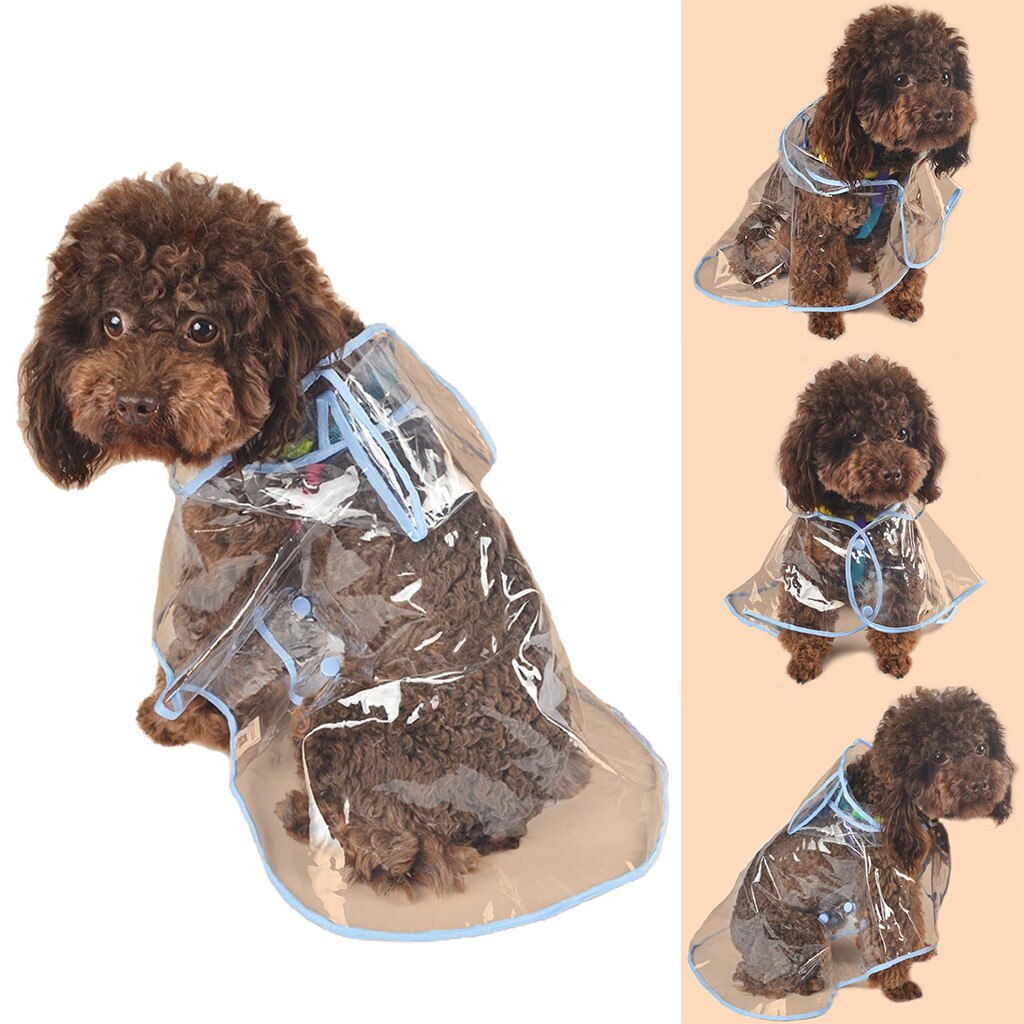 Moda pet roupas transparentes pet pequenos cães capa de chuva pvc impermeável para cães suprimentos para animais de estimação à prova de vento capas de chuva