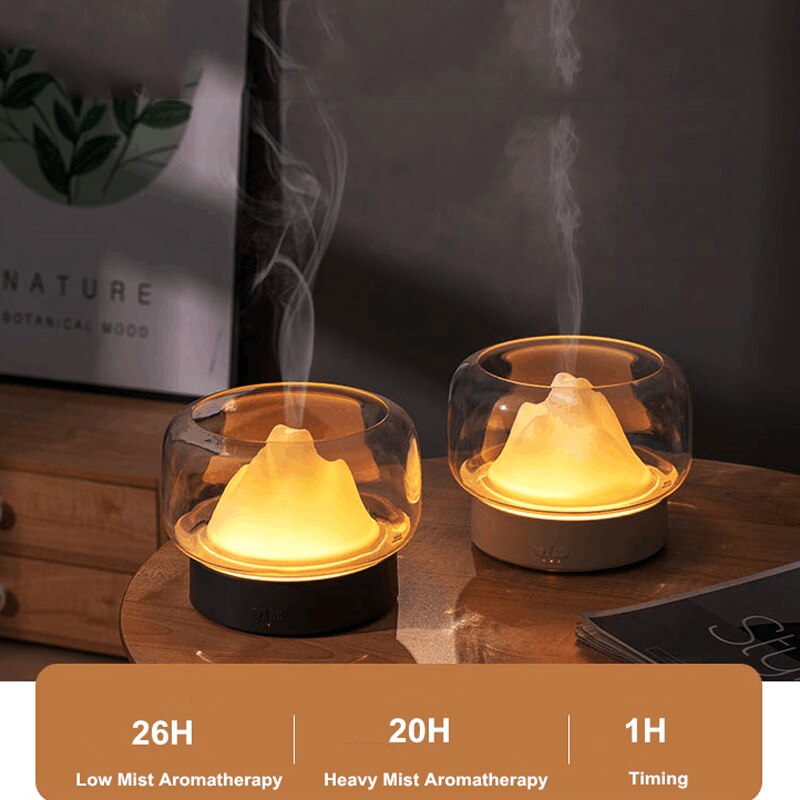 Led aroma diffuser 400ml bpa-vrij mountain view etherische olie aromatherapie diffuser met warme en gekleurde led lamp luchtbevochtiger