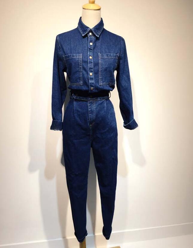 Denim jumpsuit blå jean bukser jumpsuit body dame denim overall rompers