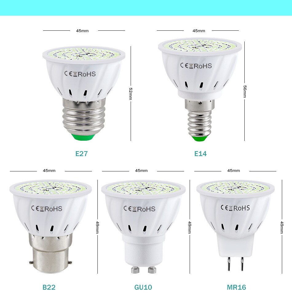 Esterilizador de luz uv led gu10 lâmpada de ozônio uv matar germes de ácaros e27 germicida luz 48 60 80leds interior lâmpada ultravioleta 220v