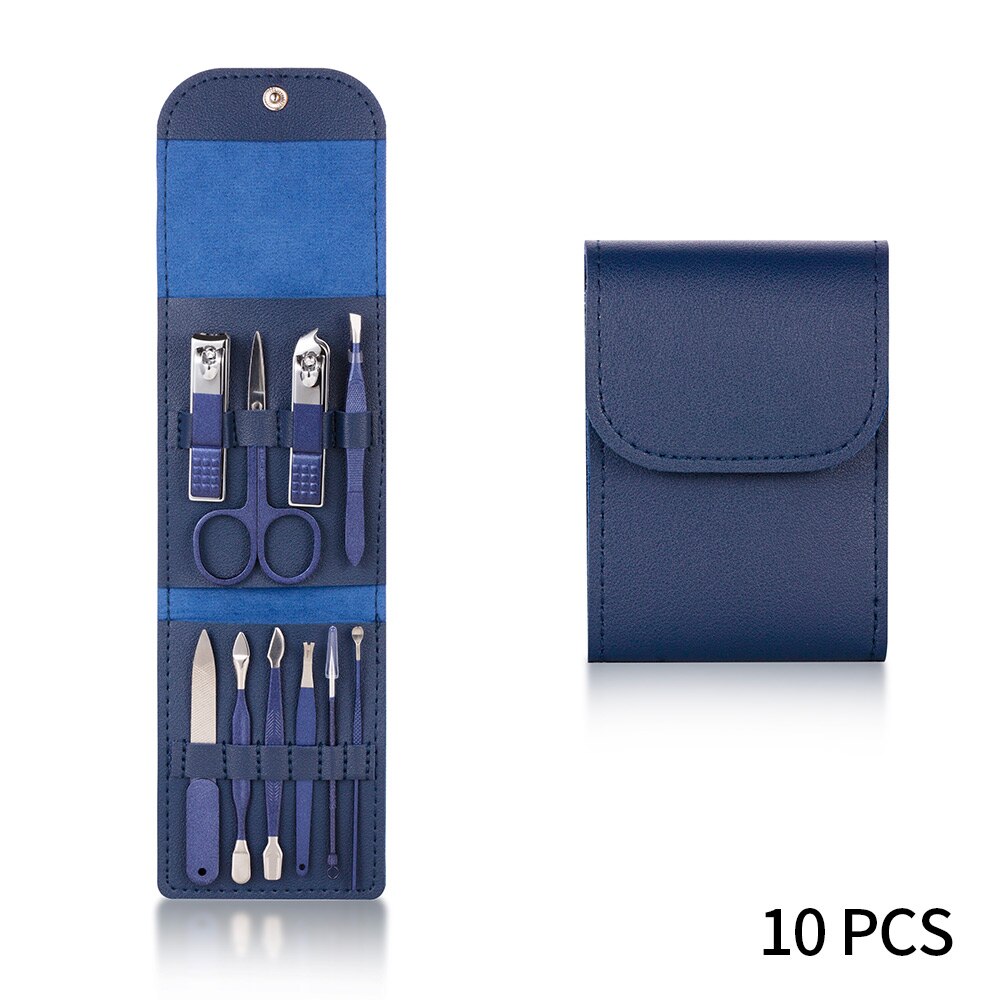 Set van 18/15/12/10/7/4 nagelknippers, roestvrij staal, nagelschaartje, pincet, oorlepel, acne-naald, manicureset: 10 stuks