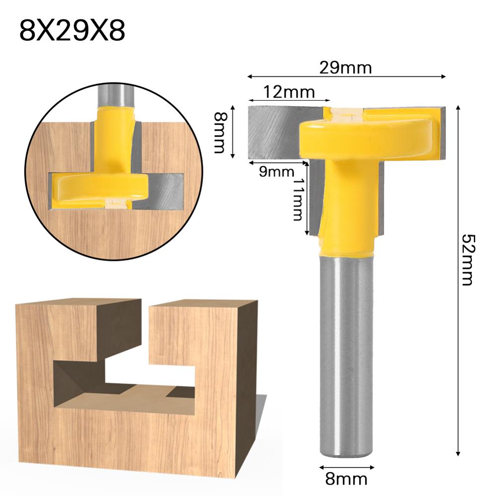 1pc 8mm skaft t-spor og t-spor sporing av trefreser bit trebearbeiding verktøy for fresing av fresere trebearbeiding verktøy: No8
