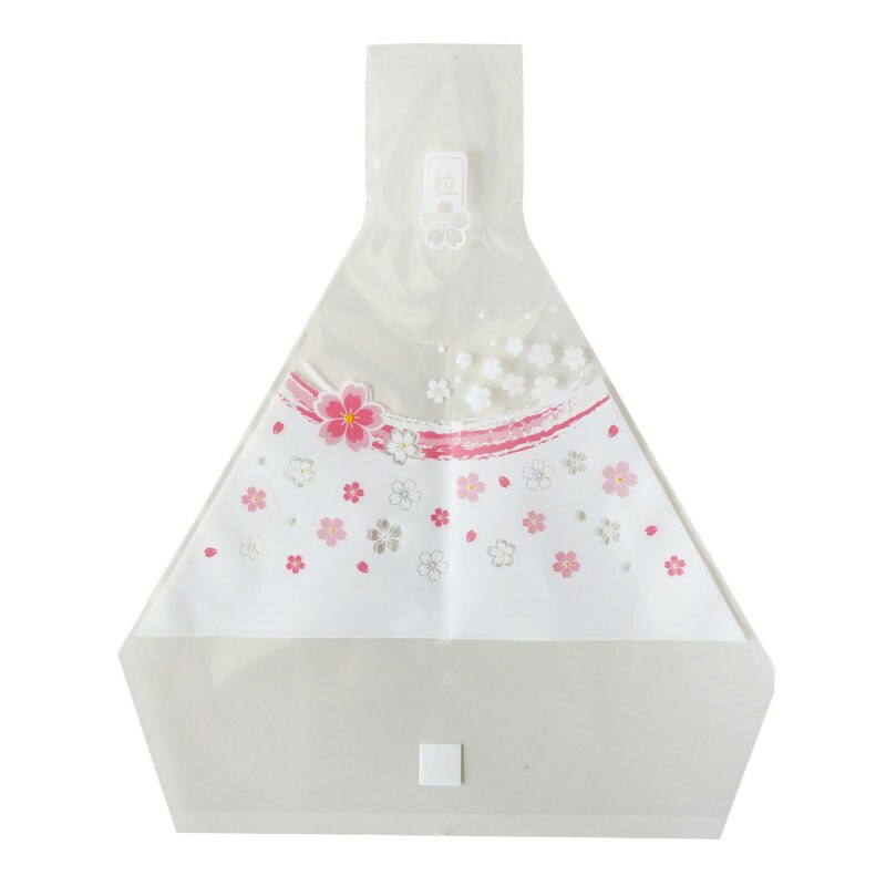 200Pcs Driehoek Rijst Bal Verpakking Zak Japanse Stijl Plastic Onigiri Packaing Zakken Cuisine Maken Gereedschap Bento Accessoires: pink sakura