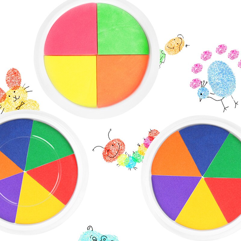 1PC 16-22CM Lots Colors Ink Pad Stamp DIY Finger Painting Craft Art Cardmaking Finger Painting Ink Pad Round Stamp Finger Print