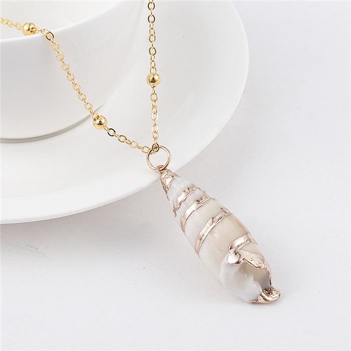 Mode Vrouwen Shell Strand Zee Hanger Choker Gouden Ketting Lange Ketting Sieraden Kerstcadeau Gouden Ketting: MC653