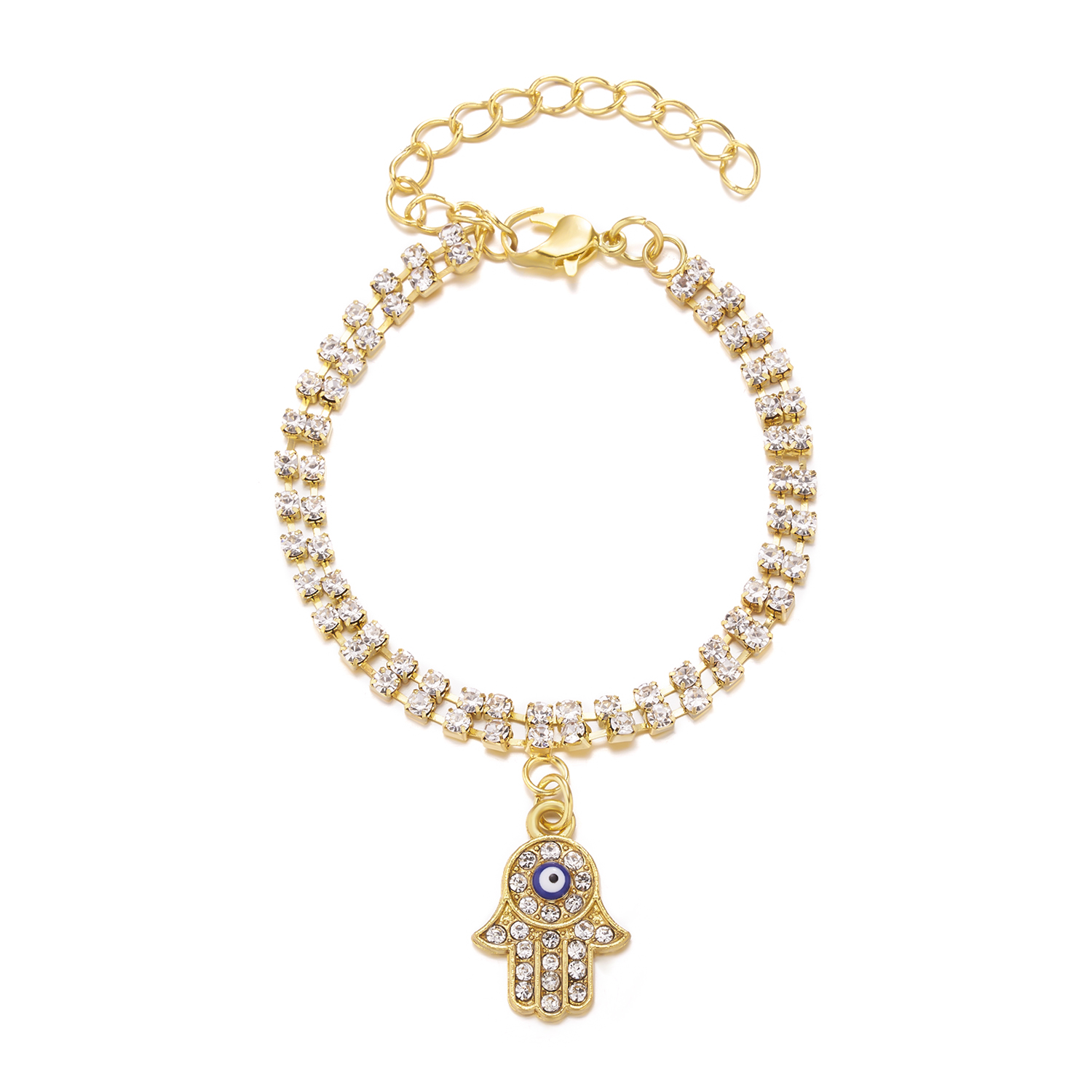 Bracelet porte-bonheur avec mauvais œil en turquie, bijoux esthétiques pour femmes, simples, tendance, réglables, à chaîne métallique: Couleur or